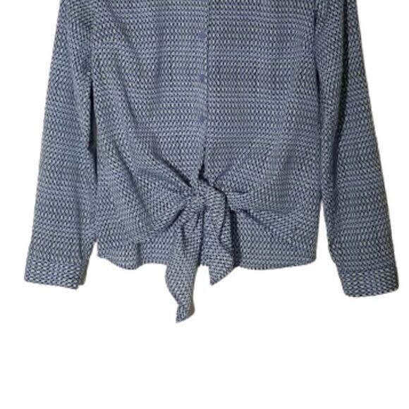TALBOTS Geometric Print Tie Front Button Down Top - Picture 5 of 7